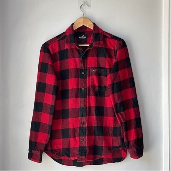 Hollister Christmas Plaid Soft Flannel Button Down Shirt - Picture 8 of 8